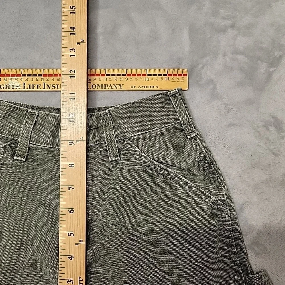 Carhartt Pants Boys 10 Green Y28 MOS Carpenter Rugged Canvas Workwear